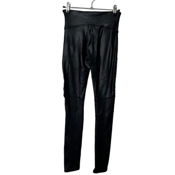 SPANX Faux Leather Moto Leggings Black Women’s Size Small Sculpted Fit - Picture 5 of 12
